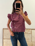Blusa cruzada botones rosa malva