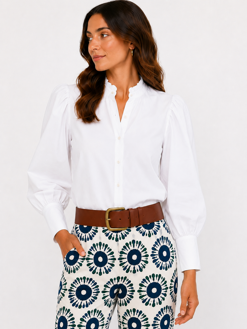 Camisa blanca manga farol