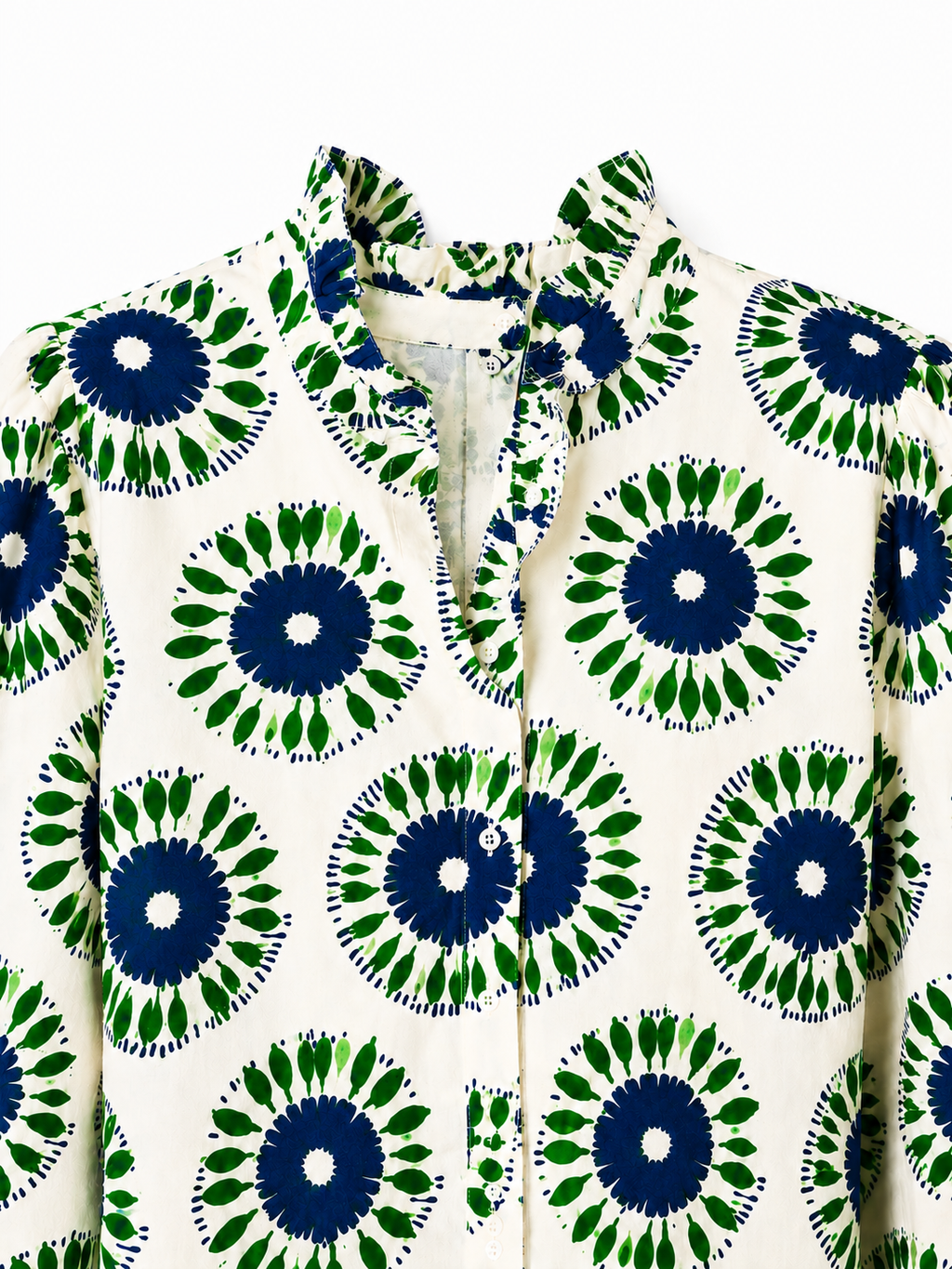 Camisa flores manga farol