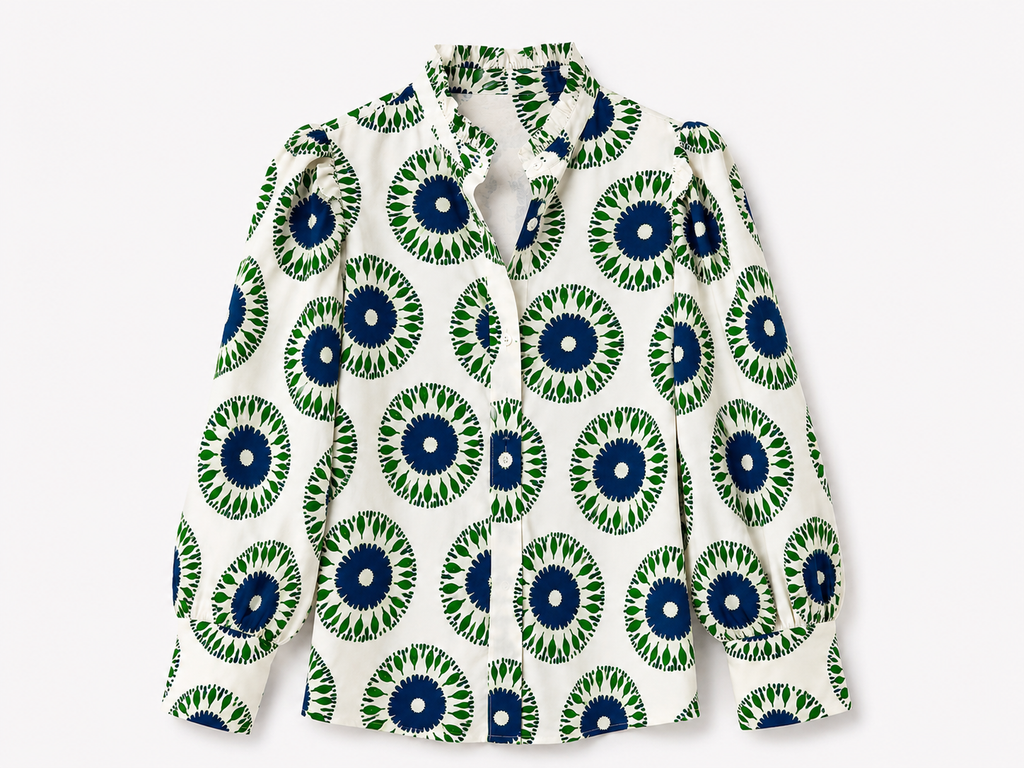 Camisa flores manga farol
