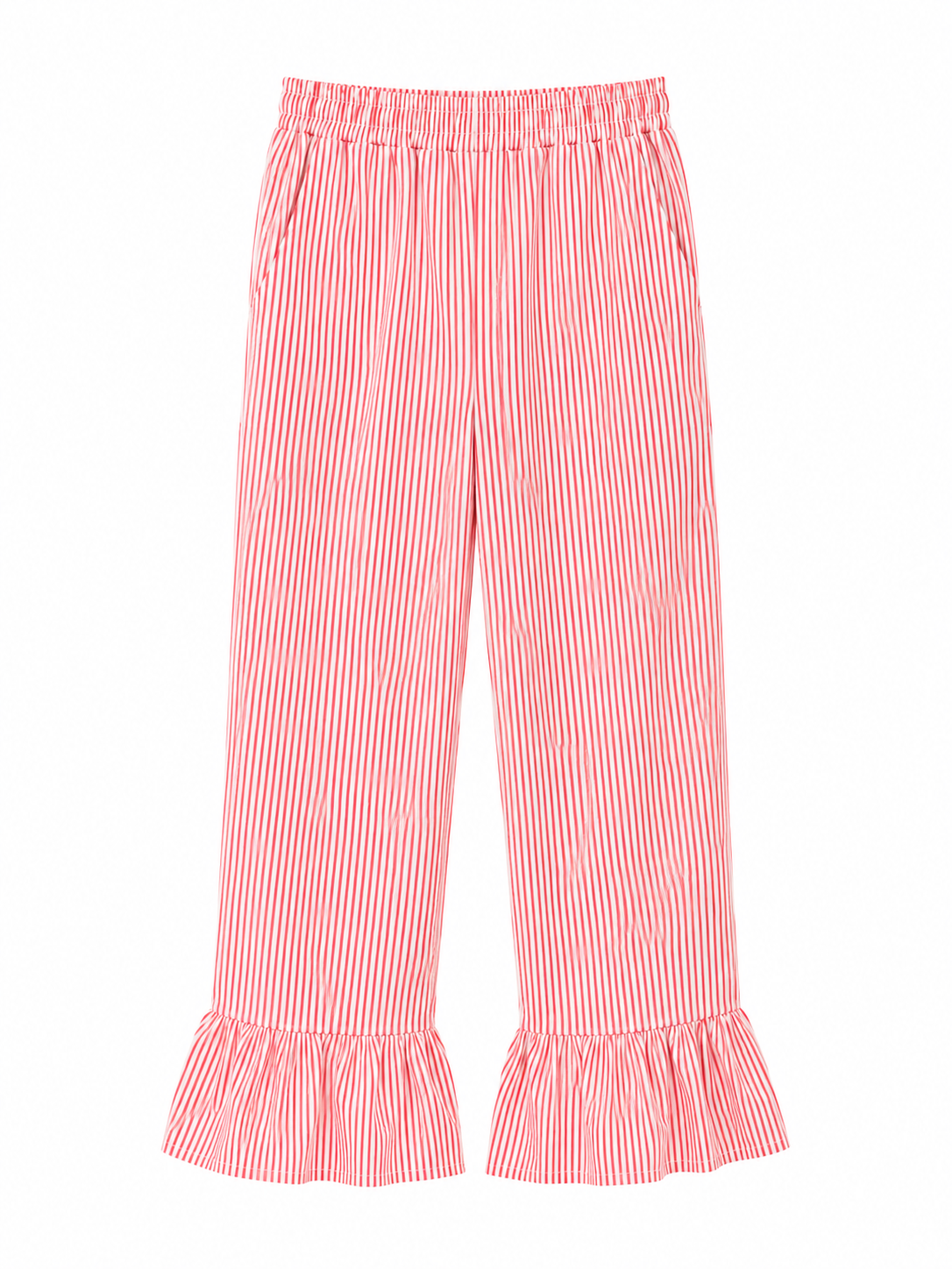 Pantalón rayas rojas con volante